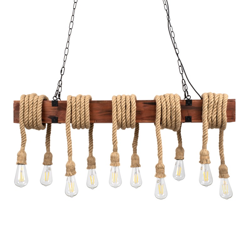 GLOBOSTAR® VIKING 00607 Vintage Κρεμαστό Φωτιστικό Οροφής με Ντουί 10 x E27 AC 220-240V IP20 - Καφε & Μπεζ - Μ108 x Π11 x Υ220cm