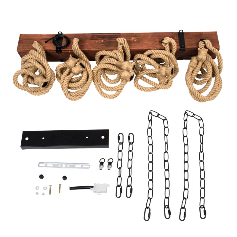 GLOBOSTAR® VIKING 00607 Vintage Κρεμαστό Φωτιστικό Οροφής με Ντουί 10 x E27 AC 220-240V IP20 - Καφε & Μπεζ - Μ108 x Π11 x Υ220cm