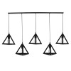 GloboStar® TRIANGLE 00608 Μοντέρνο Κρεμαστό Φωτιστικό Ράγα Πολύφωτο 5 x E27 IP20 Μαύρο Μέταλλο - Μ170 x Π22 x Y130cm