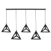 GloboStar® TRIANGLE 00608 Μοντέρνο Κρεμαστό Φωτιστικό Ράγα Πολύφωτο 5 x E27 IP20 Μαύρο Μέταλλο - Μ170 x Π22 x Y130cm