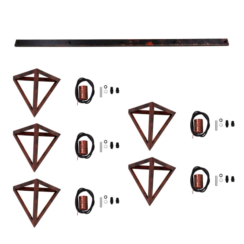 GloboStar® TRIANGLE 00609 Μοντέρνο Κρεμαστό Φωτιστικό Ράγα Πολύφωτο 5 x E27 IP20 Χάλκινο Μέταλλο - Μ170 x Π22 x Y130cm