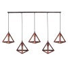 GloboStar® TRIANGLE 00609 Μοντέρνο Κρεμαστό Φωτιστικό Ράγα Πολύφωτο 5 x E27 IP20 Χάλκινο Μέταλλο - Μ170 x Π22 x Y130cm