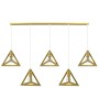 GLOBOSTAR® TRIANGLE 00610 Μοντέρνο Κρεμαστό Φωτιστικό Οροφής με Ντουί 5 x E27 AC 220-240V IP20 - Χρυσό - Μ170 x Π22 x Y130cm