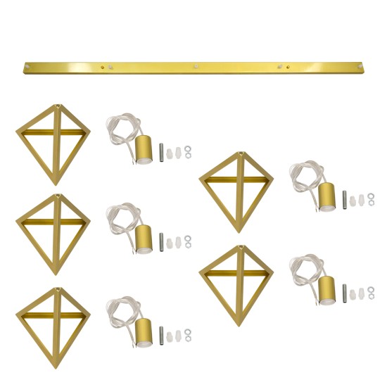 GloboStar® TRIANGLE 00610 Μοντέρνο Κρεμαστό Φωτιστικό Ράγα Πολύφωτο 5 x E27 IP20 Χρυσό Μέταλλο - Μ170 x Π22 x Y130cm GloboStar® TRIANGLE 00610 Μοντέρνο Κρεμαστό Φωτιστικό Ράγα Πολύφωτο 5 x E27 IP20 Χρυσό Μέταλλο - Μ170 x Π22 x Y130cm
