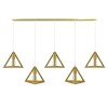 GloboStar® TRIANGLE 00610 Μοντέρνο Κρεμαστό Φωτιστικό Ράγα Πολύφωτο 5 x E27 IP20 Χρυσό Μέταλλο - Μ170 x Π22 x Y130cm