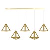 GloboStar® TRIANGLE 00610 Μοντέρνο Κρεμαστό Φωτιστικό Ράγα Πολύφωτο 5 x E27 IP20 Χρυσό Μέταλλο - Μ170 x Π22 x Y130cm