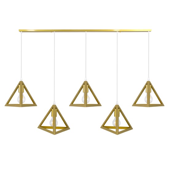 GloboStar® TRIANGLE 00610 Μοντέρνο Κρεμαστό Φωτιστικό Ράγα Πολύφωτο 5 x E27 IP20 Χρυσό Μέταλλο - Μ170 x Π22 x Y130cm GloboStar® TRIANGLE 00610 Μοντέρνο Κρεμαστό Φωτιστικό Ράγα Πολύφωτο 5 x E27 IP20 Χρυσό Μέταλλο - Μ170 x Π22 x Y130cm