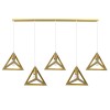 GloboStar® TRIANGLE 00610 Μοντέρνο Κρεμαστό Φωτιστικό Ράγα Πολύφωτο 5 x E27 IP20 Χρυσό Μέταλλο - Μ170 x Π22 x Y130cm