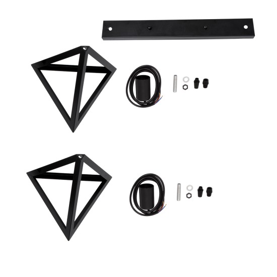 GloboStar® TRIANGLE 00611 Μοντέρνο Κρεμαστό Φωτιστικό Ράγα Δίφωτο 2 x E27 IP20 Μαύρο Μέταλλο - Μ60 x Π22 x Y130cm GloboStar® TRIANGLE 00611 Μοντέρνο Κρεμαστό Φωτιστικό Ράγα Δίφωτο 2 x E27 IP20 Μαύρο Μέταλλο - Μ60 x Π22 x Y130cm