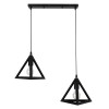 GloboStar® TRIANGLE 00611 Μοντέρνο Κρεμαστό Φωτιστικό Ράγα Δίφωτο 2 x E27 IP20 Μαύρο Μέταλλο - Μ60 x Π22 x Y130cm