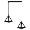 GloboStar® TRIANGLE 00611 Μοντέρνο Κρεμαστό Φωτιστικό Ράγα Δίφωτο 2 x E27 IP20 Μαύρο Μέταλλο - Μ60 x Π22 x Y130cm