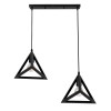 GloboStar® TRIANGLE 00611 Μοντέρνο Κρεμαστό Φωτιστικό Ράγα Δίφωτο 2 x E27 IP20 Μαύρο Μέταλλο - Μ60 x Π22 x Y130cm