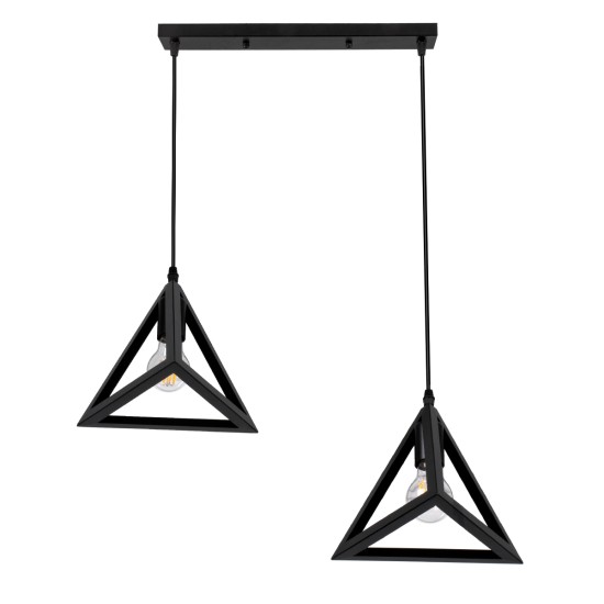 GloboStar® TRIANGLE 00611 Μοντέρνο Κρεμαστό Φωτιστικό Ράγα Δίφωτο 2 x E27 IP20 Μαύρο Μέταλλο - Μ60 x Π22 x Y130cm GloboStar® TRIANGLE 00611 Μοντέρνο Κρεμαστό Φωτιστικό Ράγα Δίφωτο 2 x E27 IP20 Μαύρο Μέταλλο - Μ60 x Π22 x Y130cm
