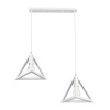 GloboStar® TRIANGLE 00612 Μοντέρνο Κρεμαστό Φωτιστικό Ράγα Δίφωτο 2 x E27 IP20 Λευκό Μέταλλο - Μ60 x Π22 x Y130cm