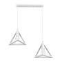 GLOBOSTAR® TRIANGLE 00612 Μοντέρνο Κρεμαστό Φωτιστικό Οροφής με Ντουί 2 x E27 AC 220-240V IP20 - Λευκό - Μ60 x Π22 x Y130cm