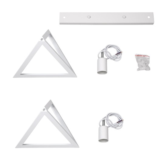 GloboStar® TRIANGLE 00612 Μοντέρνο Κρεμαστό Φωτιστικό Ράγα Δίφωτο 2 x E27 IP20 Λευκό Μέταλλο - Μ60 x Π22 x Y130cm GloboStar® TRIANGLE 00612 Μοντέρνο Κρεμαστό Φωτιστικό Ράγα Δίφωτο 2 x E27 IP20 Λευκό Μέταλλο - Μ60 x Π22 x Y130cm
