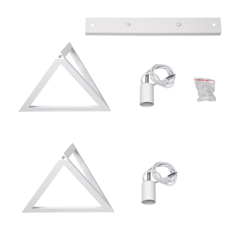 GloboStar® TRIANGLE 00612 Μοντέρνο Κρεμαστό Φωτιστικό Ράγα Δίφωτο 2 x E27 IP20 Λευκό Μέταλλο - Μ60 x Π22 x Y130cm