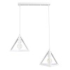 GloboStar® TRIANGLE 00612 Μοντέρνο Κρεμαστό Φωτιστικό Ράγα Δίφωτο 2 x E27 IP20 Λευκό Μέταλλο - Μ60 x Π22 x Y130cm