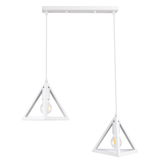 GloboStar® TRIANGLE 00612 Μοντέρνο Κρεμαστό Φωτιστικό Ράγα Δίφωτο 2 x E27 IP20 Λευκό Μέταλλο - Μ60 x Π22 x Y130cm GloboStar® TRIANGLE 00612 Μοντέρνο Κρεμαστό Φωτιστικό Ράγα Δίφωτο 2 x E27 IP20 Λευκό Μέταλλο - Μ60 x Π22 x Y130cm