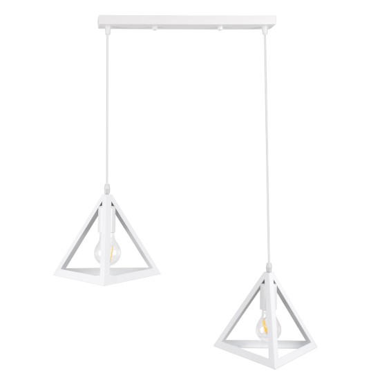 GloboStar® TRIANGLE 00612 Μοντέρνο Κρεμαστό Φωτιστικό Ράγα Δίφωτο 2 x E27 IP20 Λευκό Μέταλλο - Μ60 x Π22 x Y130cm GloboStar® TRIANGLE 00612 Μοντέρνο Κρεμαστό Φωτιστικό Ράγα Δίφωτο 2 x E27 IP20 Λευκό Μέταλλο - Μ60 x Π22 x Y130cm