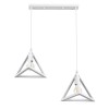 GloboStar® TRIANGLE 00612 Μοντέρνο Κρεμαστό Φωτιστικό Ράγα Δίφωτο 2 x E27 IP20 Λευκό Μέταλλο - Μ60 x Π22 x Y130cm