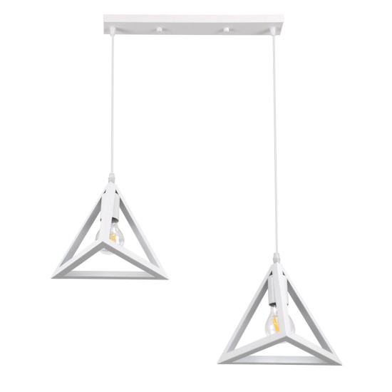 GloboStar® TRIANGLE 00612 Μοντέρνο Κρεμαστό Φωτιστικό Ράγα Δίφωτο 2 x E27 IP20 Λευκό Μέταλλο - Μ60 x Π22 x Y130cm GloboStar® TRIANGLE 00612 Μοντέρνο Κρεμαστό Φωτιστικό Ράγα Δίφωτο 2 x E27 IP20 Λευκό Μέταλλο - Μ60 x Π22 x Y130cm