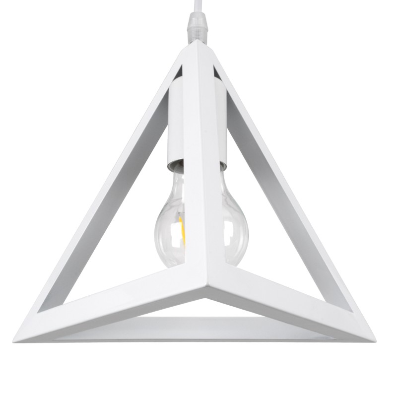 GloboStar® TRIANGLE 00612 Μοντέρνο Κρεμαστό Φωτιστικό Ράγα Δίφωτο 2 x E27 IP20 Λευκό Μέταλλο - Μ60 x Π22 x Y130cm