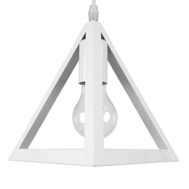 GloboStar® TRIANGLE 00612 Μοντέρνο Κρεμαστό Φωτιστικό Ράγα Δίφωτο 2 x E27 IP20 Λευκό Μέταλλο - Μ60 x Π22 x Y130cm