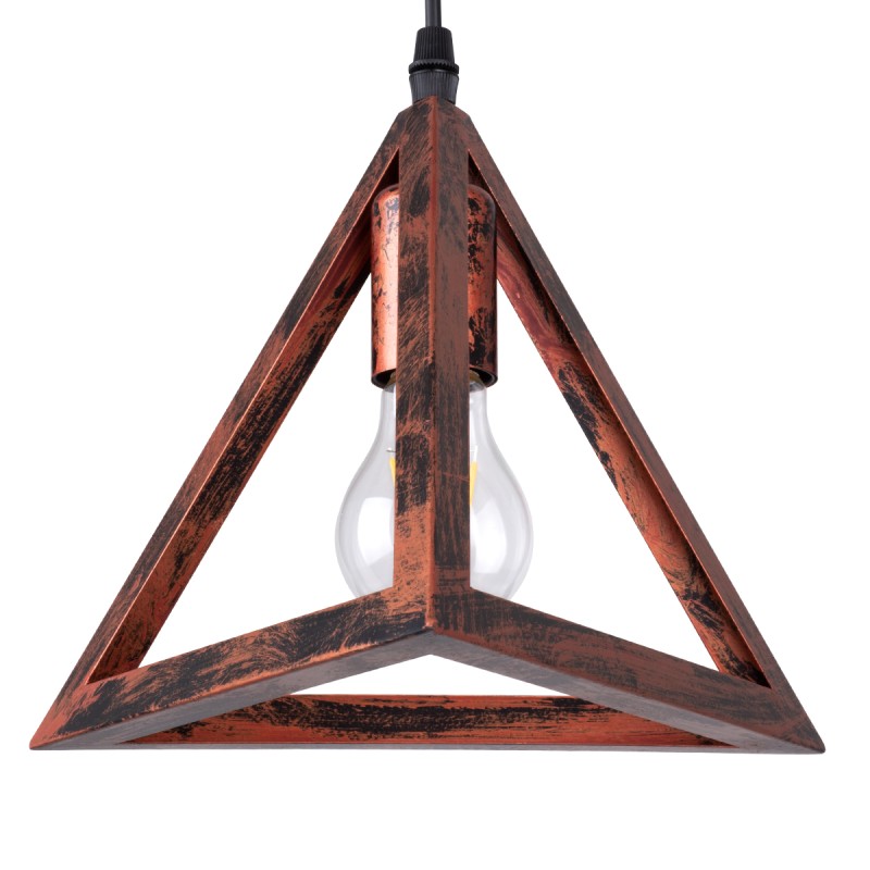 GloboStar® TRIANGLE 00613 Μοντέρνο Κρεμαστό Φωτιστικό Ράγα Δίφωτο 2 x E27 IP20 Χάλκινο Μέταλλο - Μ60 x Π22 x Y130cm