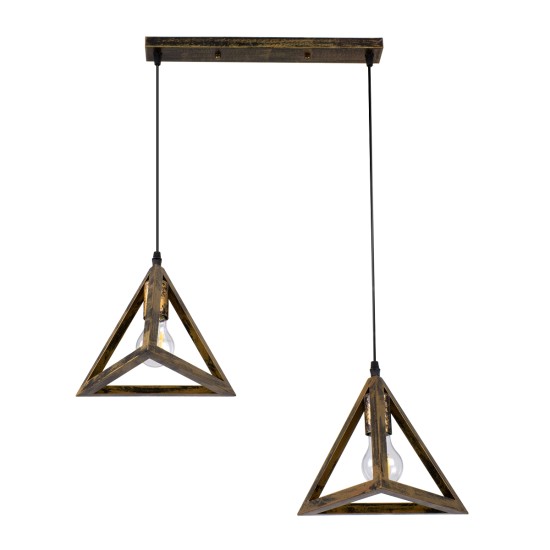 GloboStar® TRIANGLE 00614 Μοντέρνο Κρεμαστό Φωτιστικό Ράγα Δίφωτο 2 x E27 IP20 Μπρούτζινο Μέταλλο - Μ60 x Π22 x Y130cm GloboStar® TRIANGLE 00614 Μοντέρνο Κρεμαστό Φωτιστικό Ράγα Δίφωτο 2 x E27 IP20 Μπρούτζινο Μέταλλο - Μ60 x Π22 x Y130cm