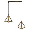 GloboStar® TRIANGLE 00614 Μοντέρνο Κρεμαστό Φωτιστικό Ράγα Δίφωτο 2 x E27 IP20 Μπρούτζινο Μέταλλο - Μ60 x Π22 x Y130cm
