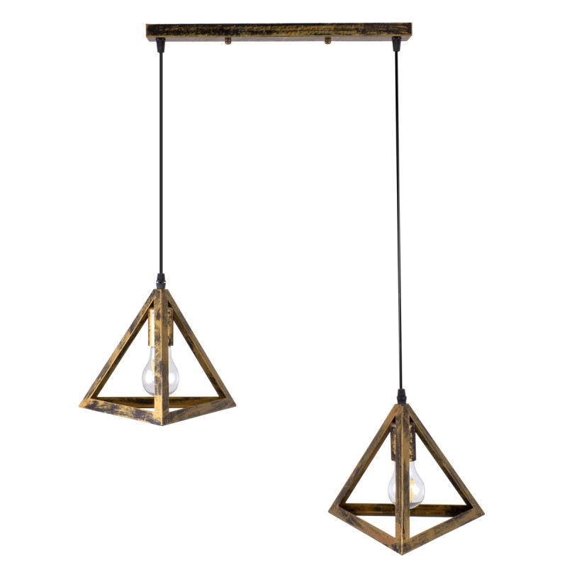 GloboStar® TRIANGLE 00614 Μοντέρνο Κρεμαστό Φωτιστικό Ράγα Δίφωτο 2 x E27 IP20 Μπρούτζινο Μέταλλο - Μ60 x Π22 x Y130cm