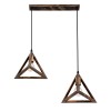GloboStar® TRIANGLE 00614 Μοντέρνο Κρεμαστό Φωτιστικό Ράγα Δίφωτο 2 x E27 IP20 Μπρούτζινο Μέταλλο - Μ60 x Π22 x Y130cm