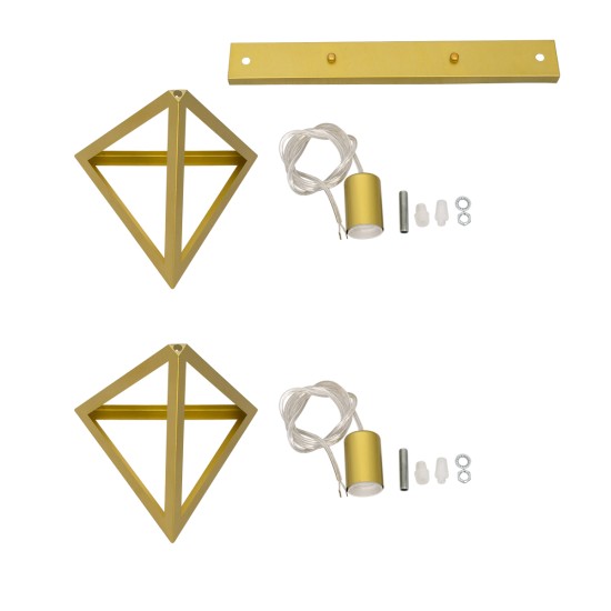 GloboStar® TRIANGLE 00615 Μοντέρνο Κρεμαστό Φωτιστικό Ράγα Δίφωτο 2 x E27 IP20 Χρυσό Μέταλλο - Μ60 x Π22 x Y130cm GloboStar® TRIANGLE 00615 Μοντέρνο Κρεμαστό Φωτιστικό Ράγα Δίφωτο 2 x E27 IP20 Χρυσό Μέταλλο - Μ60 x Π22 x Y130cm