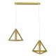 GloboStar® TRIANGLE 00615 Μοντέρνο Κρεμαστό Φωτιστικό Ράγα Δίφωτο 2 x E27 IP20 Χρυσό Μέταλλο - Μ60 x Π22 x Y130cm GloboStar® TRIANGLE 00615 Μοντέρνο Κρεμαστό Φωτιστικό Ράγα Δίφωτο 2 x E27 IP20 Χρυσό Μέταλλο - Μ60 x Π22 x Y130cm