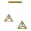 GloboStar® TRIANGLE 00615 Μοντέρνο Κρεμαστό Φωτιστικό Ράγα Δίφωτο 2 x E27 IP20 Χρυσό Μέταλλο - Μ60 x Π22 x Y130cm