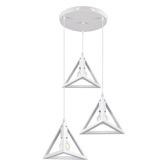 GloboStar® TRIANGLE 00617 Μοντέρνο Κρεμαστό Φωτιστικό Πλέγμα Τρίφωτο 3 x E27 IP20 Λευκό Μέταλλο - Μ49 x Π49 x Y130cm GloboStar® TRIANGLE 00617 Μοντέρνο Κρεμαστό Φωτιστικό Πλέγμα Τρίφωτο 3 x E27 IP20 Λευκό Μέταλλο - Μ49 x Π49 x Y130cm
