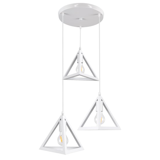 GloboStar® TRIANGLE 00617 Μοντέρνο Κρεμαστό Φωτιστικό Πλέγμα Τρίφωτο 3 x E27 IP20 Λευκό Μέταλλο - Μ49 x Π49 x Y130cm GloboStar® TRIANGLE 00617 Μοντέρνο Κρεμαστό Φωτιστικό Πλέγμα Τρίφωτο 3 x E27 IP20 Λευκό Μέταλλο - Μ49 x Π49 x Y130cm