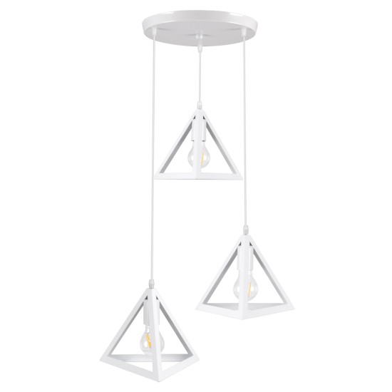 GloboStar® TRIANGLE 00617 Μοντέρνο Κρεμαστό Φωτιστικό Πλέγμα Τρίφωτο 3 x E27 IP20 Λευκό Μέταλλο - Μ49 x Π49 x Y130cm GloboStar® TRIANGLE 00617 Μοντέρνο Κρεμαστό Φωτιστικό Πλέγμα Τρίφωτο 3 x E27 IP20 Λευκό Μέταλλο - Μ49 x Π49 x Y130cm