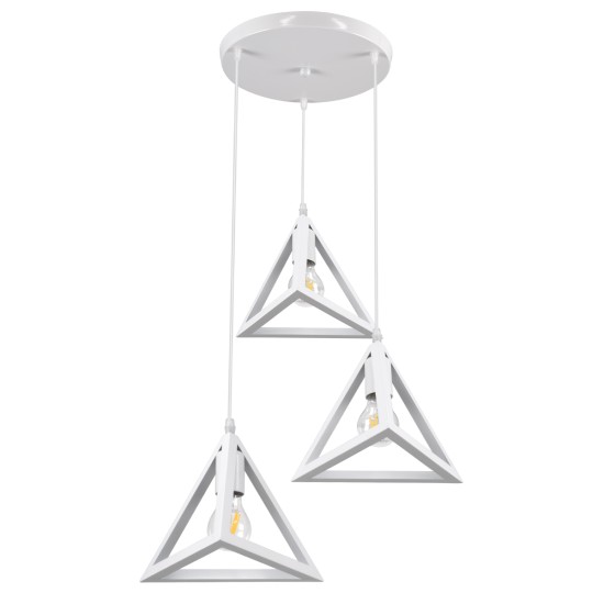 GloboStar® TRIANGLE 00617 Μοντέρνο Κρεμαστό Φωτιστικό Πλέγμα Τρίφωτο 3 x E27 IP20 Λευκό Μέταλλο - Μ49 x Π49 x Y130cm GloboStar® TRIANGLE 00617 Μοντέρνο Κρεμαστό Φωτιστικό Πλέγμα Τρίφωτο 3 x E27 IP20 Λευκό Μέταλλο - Μ49 x Π49 x Y130cm