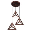 GloboStar® TRIANGLE 00618 Μοντέρνο Κρεμαστό Φωτιστικό Πλέγμα Τρίφωτο 3 x E27 IP20 Χάλκινο Μέταλλο - Μ49 x Π49 x Y130cm