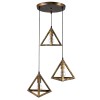 GloboStar® TRIANGLE 00619 Μοντέρνο Κρεμαστό Φωτιστικό Πλέγμα Τρίφωτο 3 x E27 IP20 Μπρούτζινο Μέταλλο - Μ49 x Π49 x Y130cm