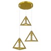 GloboStar® TRIANGLE 00620 Μοντέρνο Κρεμαστό Φωτιστικό Πλέγμα Τρίφωτο 3 x E27 IP20 Χρυσό Μέταλλο - Μ49 x Π49 x Y130cm