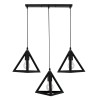 GloboStar® TRIANGLE 00621 Μοντέρνο Κρεμαστό Φωτιστικό Ράγα Τρίφωτο 3 x E27 IP20 Μαύρο Μέταλλο - Μ70 x Π22 x Y130cm