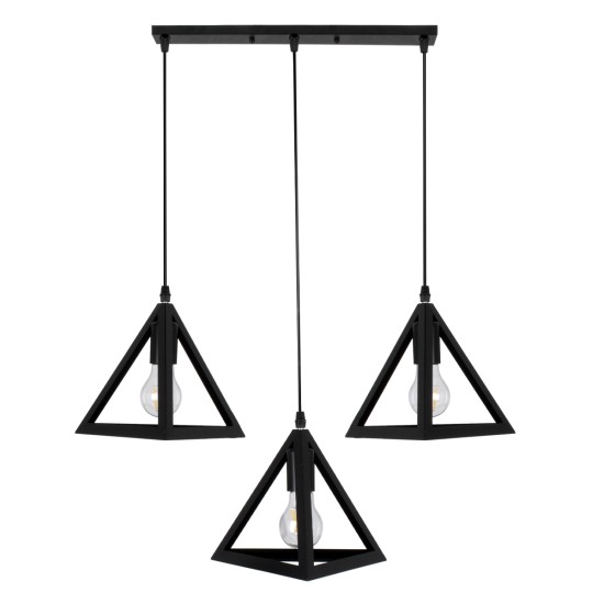 GloboStar® TRIANGLE 00621 Μοντέρνο Κρεμαστό Φωτιστικό Ράγα Τρίφωτο 3 x E27 IP20 Μαύρο Μέταλλο - Μ70 x Π22 x Y130cm GloboStar® TRIANGLE 00621 Μοντέρνο Κρεμαστό Φωτιστικό Ράγα Τρίφωτο 3 x E27 IP20 Μαύρο Μέταλλο - Μ70 x Π22 x Y130cm