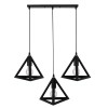 GloboStar® TRIANGLE 00621 Μοντέρνο Κρεμαστό Φωτιστικό Ράγα Τρίφωτο 3 x E27 IP20 Μαύρο Μέταλλο - Μ70 x Π22 x Y130cm