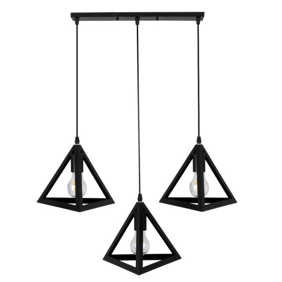 GloboStar® TRIANGLE 00621 Μοντέρνο Κρεμαστό Φωτιστικό Ράγα Τρίφωτο 3 x E27 IP20 Μαύρο Μέταλλο - Μ70 x Π22 x Y130cm GloboStar® TRIANGLE 00621 Μοντέρνο Κρεμαστό Φωτιστικό Ράγα Τρίφωτο 3 x E27 IP20 Μαύρο Μέταλλο - Μ70 x Π22 x Y130cm