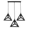 GloboStar® TRIANGLE 00621 Μοντέρνο Κρεμαστό Φωτιστικό Ράγα Τρίφωτο 3 x E27 IP20 Μαύρο Μέταλλο - Μ70 x Π22 x Y130cm