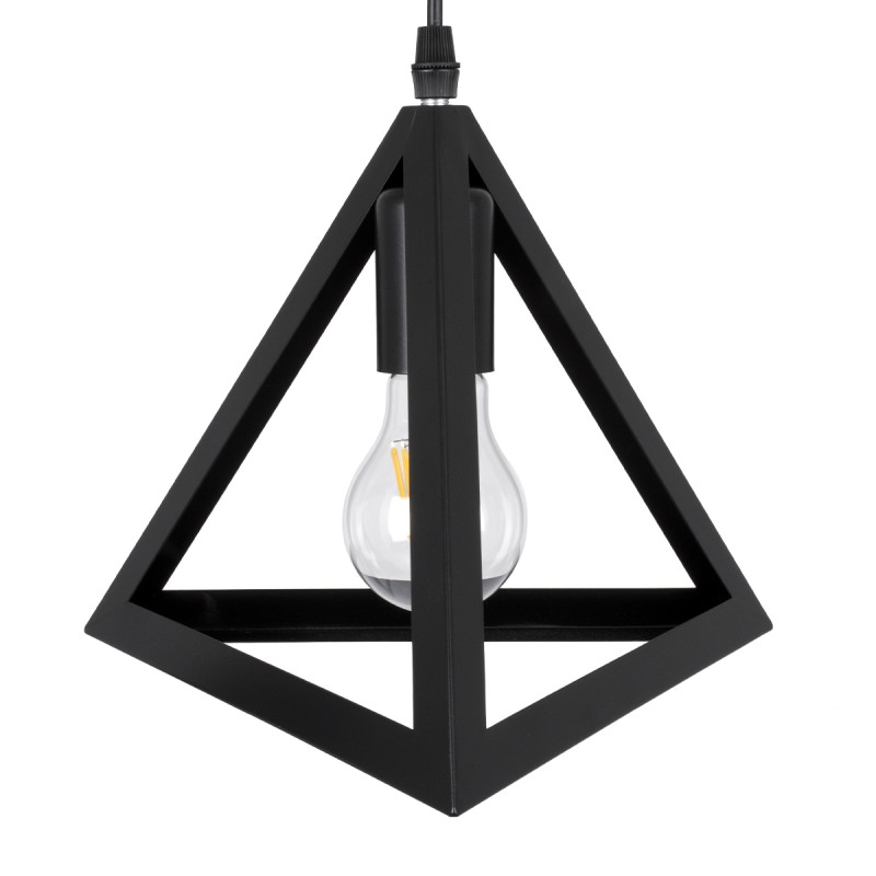 GloboStar® TRIANGLE 00621 Μοντέρνο Κρεμαστό Φωτιστικό Ράγα Τρίφωτο 3 x E27 IP20 Μαύρο Μέταλλο - Μ70 x Π22 x Y130cm