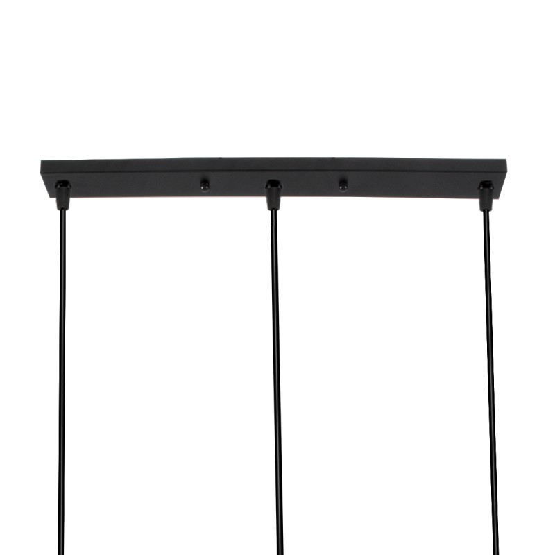 GloboStar® TRIANGLE 00621 Μοντέρνο Κρεμαστό Φωτιστικό Ράγα Τρίφωτο 3 x E27 IP20 Μαύρο Μέταλλο - Μ70 x Π22 x Y130cm